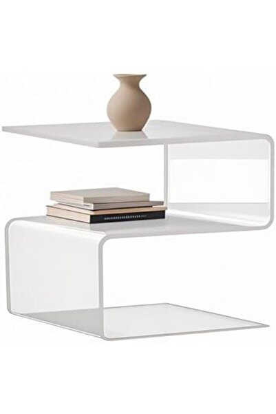 Slasa S-Shaped Acrylic Side Table – Modern Transparent End Table – L34.8 × W30 × H45 cm