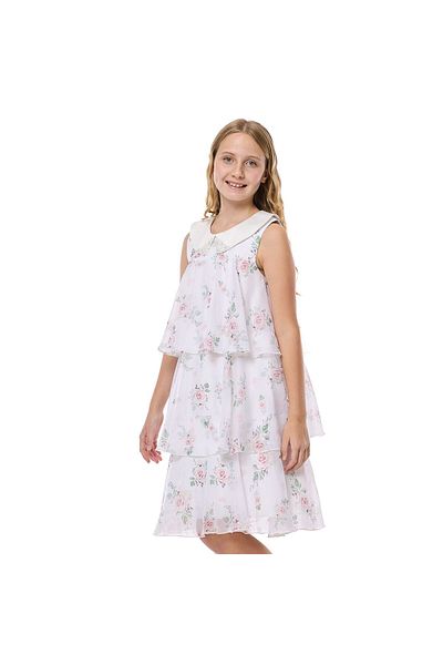 R&B Floral Print Sleeveless Layered Dress