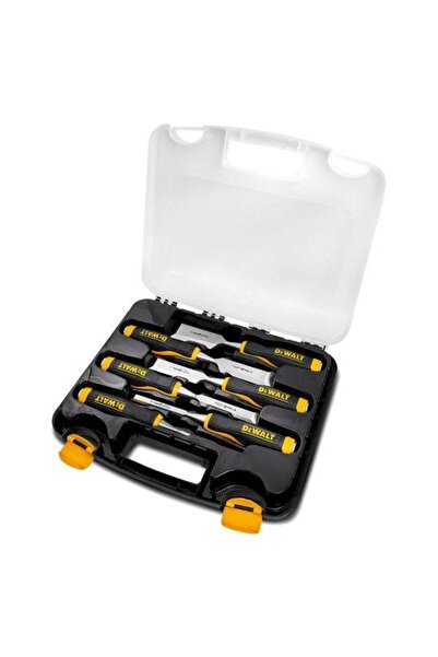 Dewalt Set of 6 wood chisels, DeWalt, 6/13/19/25/32/38 mm, Black/Yellow