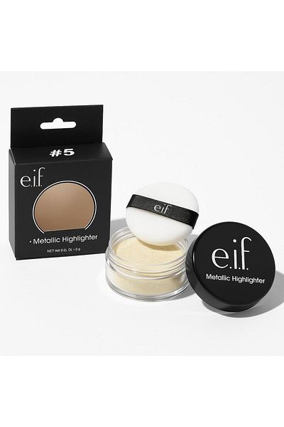 ELF Eve Metallic Shimmer Highlighter Illuminating Powder for an instant glow with a soft texture to illuminate cheekbones, nose, and define features