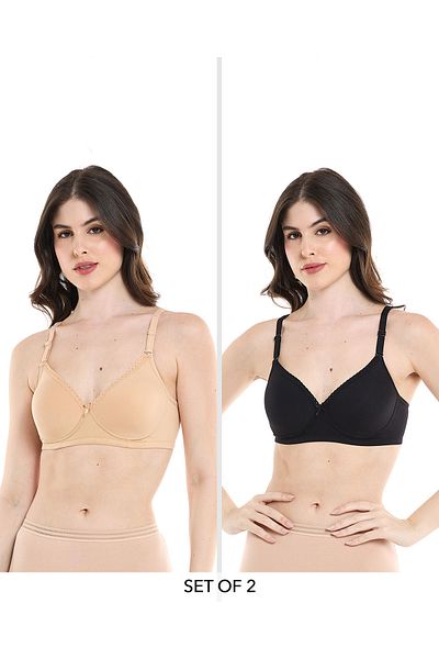 R&B Pack of 2 Lace Trim T-Shirt Bras