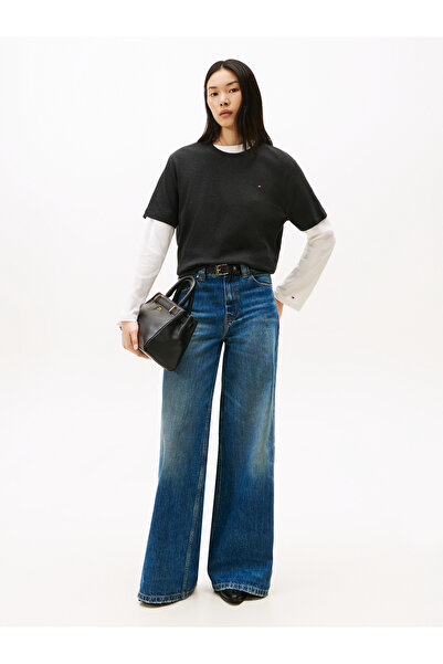 Tommy Hilfiger Tommy Hilfiger Women Dark Grey Heather Short Sleeve Crew Neck Modern Interlock Box T-Shirt