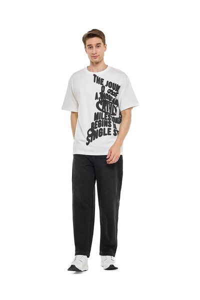 R&B بنطال جينز واسع مغسول مع أزرار للإغلاق