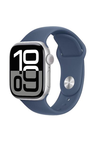 Apple Smartwatch Watch 10 GPS Cellular, Silver Aluminium Case, LTPO OLED Screen, Silicon Denim Sport