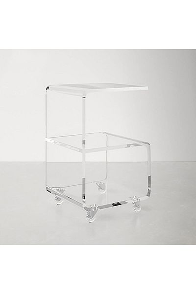 Slasa Transparent Acrylic Side Table with Wheels by - 40 × 35 × 50 cm