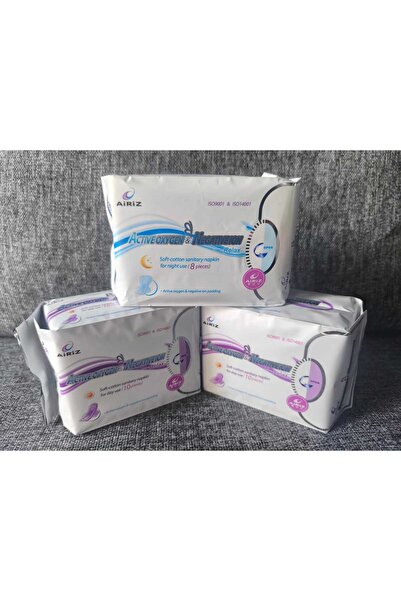 Airiz فوط صحية نسائية من تينس، عبوة واحدة مكونة من 8 قطع ليلاً، وعبوة مكونة م...