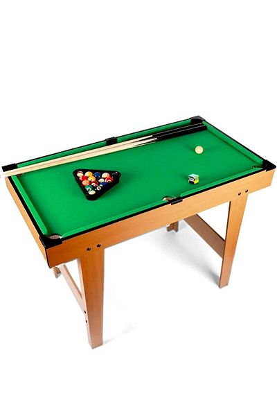 Generic Billiard Table Set 31-Inch | Portable Pool Table with 2 Cue Sticks, Balls, Chalk, Brush & Tr