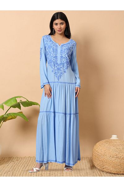 alaya Hand Embroidered Lucknowi Chikankari Cotton Jalabiya-AL3942