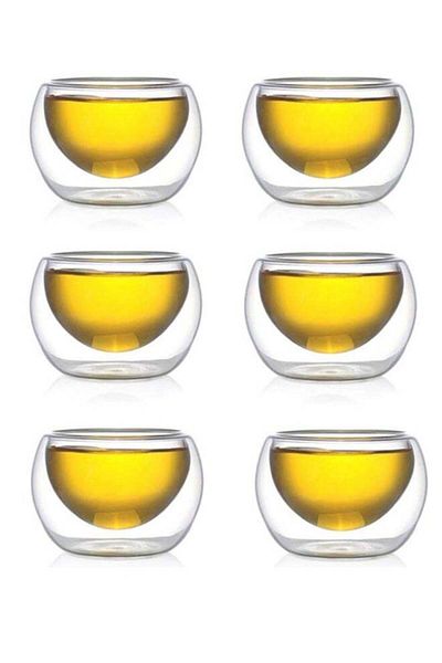Generic 6 Packs of Tea Bowls Mini Cups Tea Pots Cup Clear 5.2x3.8x4cm
