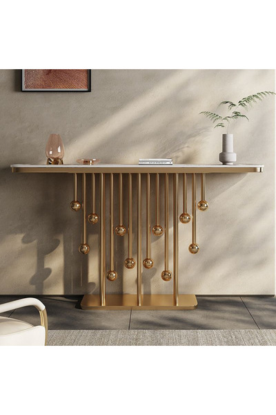 Elinoxa 720-0351 Şık Konsol Masa MDF Üst ve Metal Ayaklı Dresuar 100x35x85