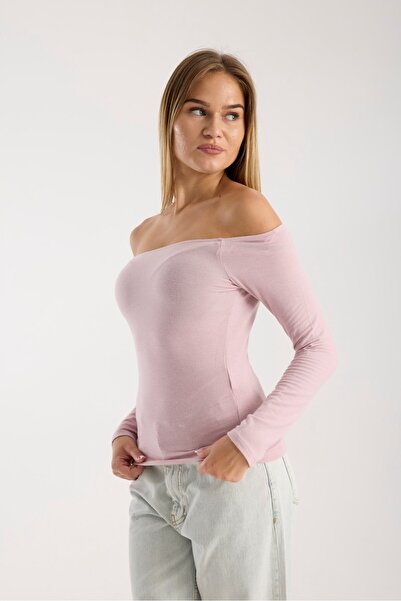 G-FOX Women's Long Sleeve Wide Neckline Stretchy Blouse – Modern and Elegant 3007