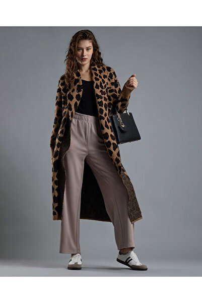 R&B Animal Patterned Overcoat with Button Closure