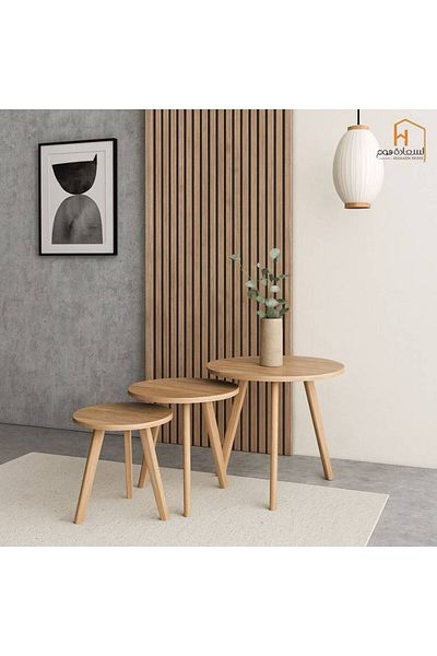 Al Saada Home Wooden Service Table Set - 3 Pieces