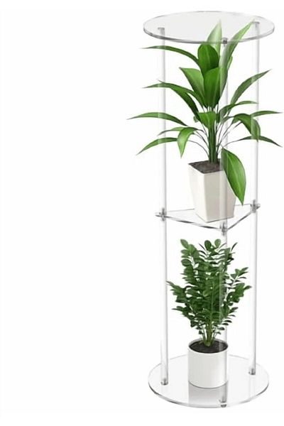 Slasa Clear Acrylic 3-Tier Drink Table – Compact C-Shaped Side Table for Drinks, Snacks, Books & D