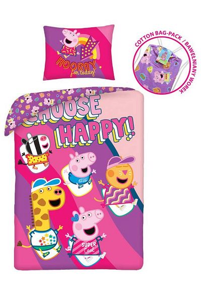 Peppa Pig Happy bed linen cover 140×200cm, 70×90 cm