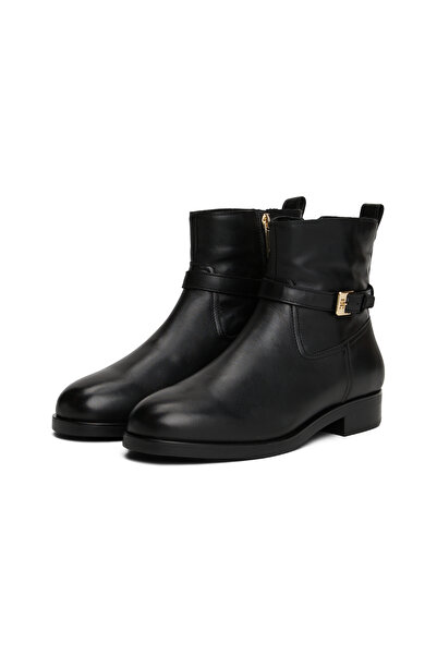 Tommy Hilfiger Tommy Hilfiger Women Black Buckle Riding Leather Ankle Boots