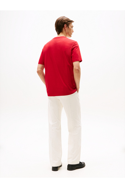 Tommy Hilfiger Tommy Hilfiger Men Medium Red Short Sleeve Crew Neck Hilfiger Chest Insert T-Shirt