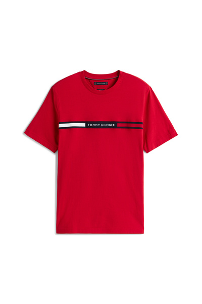Tommy Hilfiger Tommy Hilfiger Men Medium Red Short Sleeve Crew Neck Hilfiger Chest Insert T-Shirt
