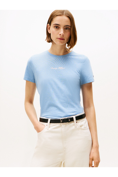 Tommy Hilfiger Tommy Hilfiger Women Brisk Blue Heather Short Sleeve Crew Neck...