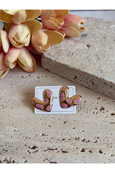 Atelier Pelin Heart Model Color Steel Earrings
