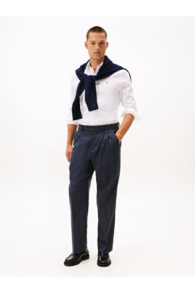 Tommy Hilfiger Tommy Hilfiger Men White Long Sleeve Slim Fit Yarn Dyed Dobby Shirt