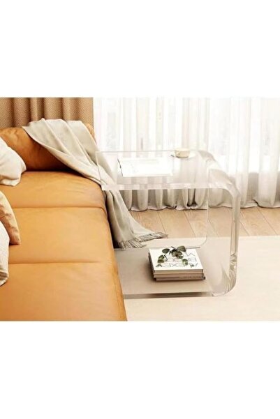 Slasa Clear Acrylic Bedside Table – 38 × 38 × 38 cm Modern Transparent Nightstand for Home