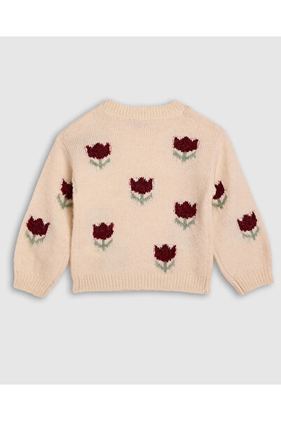 R&B Patterned Sweater with Crew Neck and Long Sleeves