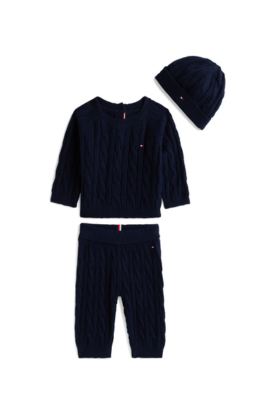 Tommy Hilfiger Tommy Hilfiger Dark Night Navy Cable Sweater Beanie Baby Gift Pack