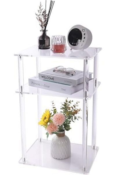 Slasa Transparent Acrylic Side Table by - 15.4 × 11.8 × 23.4 Inches for Living Room and Bedroom