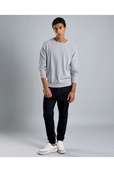 R&B سترة منقوشة برقبة دائرية وأكمام طويلة