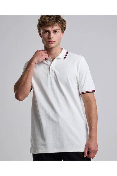 R&B Contrast Trim Polo T-Shirt with Shirt Collar and Short Sleeves