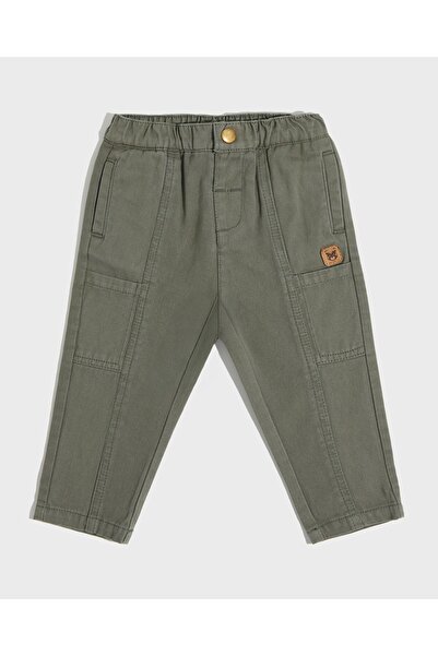 R&B بنطلون مريح سادة مع زر للإغلاق