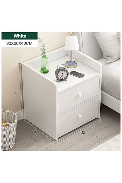 ENAR Large Capacity Bedside Table, Storage Cabinet, Bedside Small Cabinet White