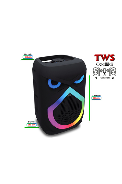AURISS KLN140 25W 8 inç Mikrofonlu RGB Bluetooth Hoparlör