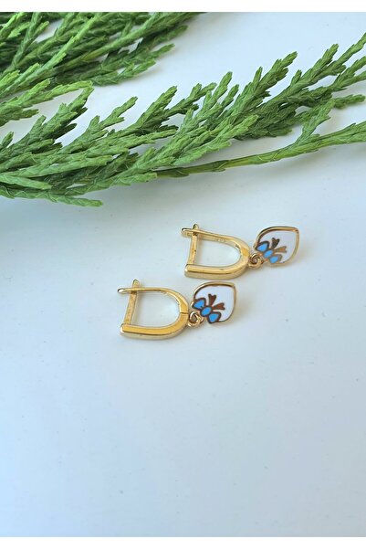 Goldlife jewellery KIZ BEBEK ÇOCUK KALPLİ BEYAZ MİNELİ SALLANTILI 14 AYAR ALTIN KÜPE