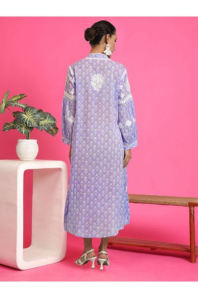 alaya Hand Embroidered Chikankari Mulmul Cotton Printed Jalabiya-AL4053