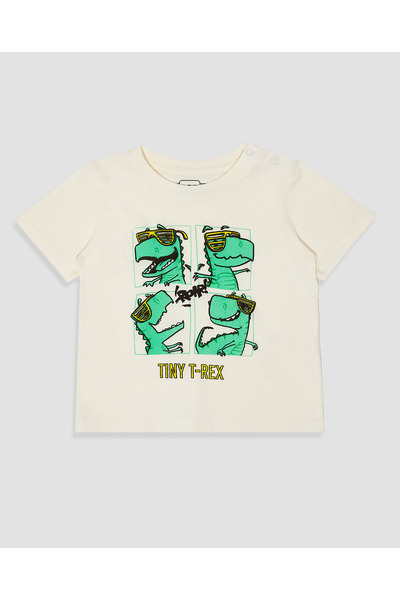 R&B Graphic Print T-Shirt with Crew Neck and Short Sleeves