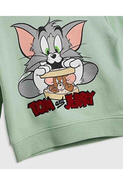 R&B Tom & Jerry Sweatshirt with Crew Neck and Long Sleeves