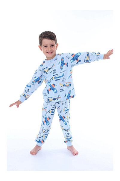 QUEEN KİDS طقم بيجامة للأولاد من كوين كيدز PJ51307 باللون الأزرق