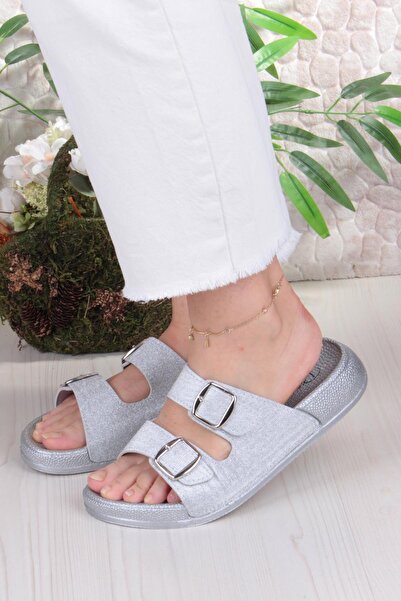 Pienn Summer Women's Orthopedic Slippers – Glitter Detailed, Double Buckle, Soft Sole Home and Street Slippers