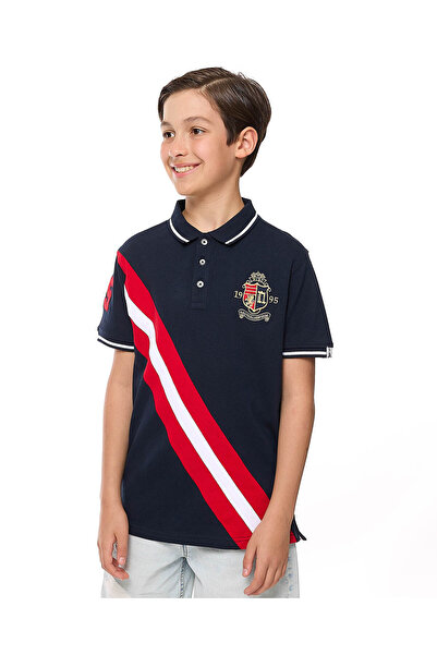 R&B Stripe Detail Polo T-Shirt with Short Sleeves