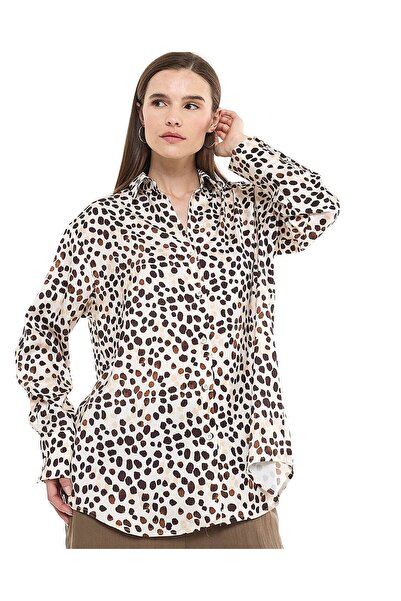 R&B Printed Overshirt with Classic Collar and Long Sleeves