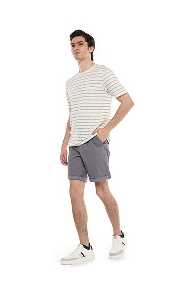 R&B Textured Shorts with Button Closure