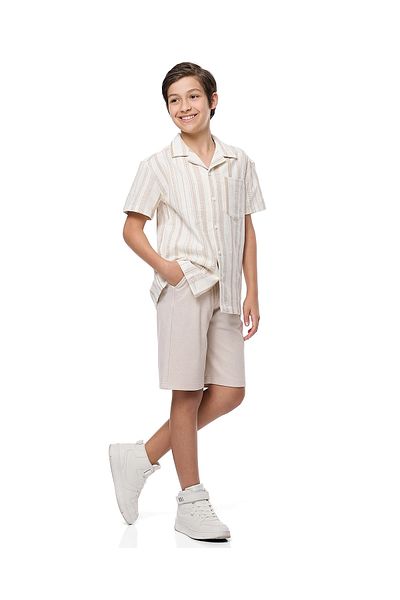 R&B Textured Shorts with Drawstring Waist