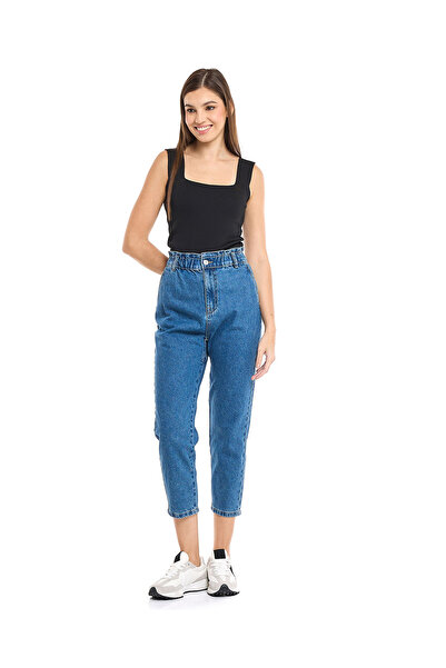 R&B بنطال جينز باهت بقصّة مدببة مع أزرار للإغلاق