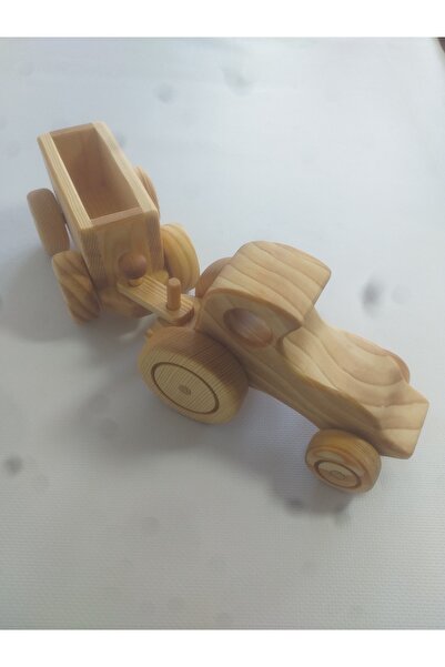 OZZANİ WOOD Wooden Toy Tractor Mentessori Retro Tractor with Trailer