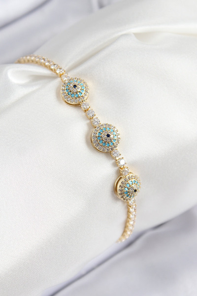 STİLLOVE سوار نسائي من حجر الزركون النحاسي موديل Gold Color