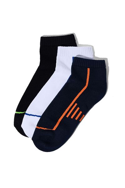 R&B 3 Pack Striped Ankle Socks