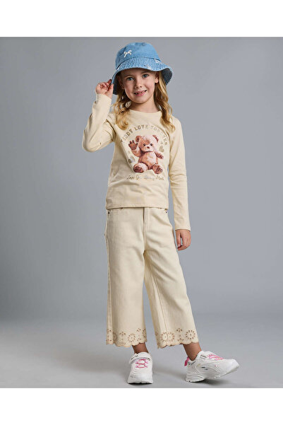 R&B بنطلون مفتوح بقصّة مستقيمة مع أزرار للإغلاق