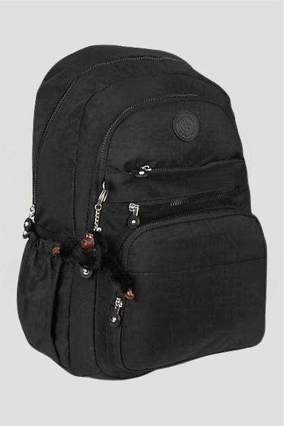 Catwins Black Waterproof Crinkle Fabric Unisex School Backpack - Middle School High School 1630